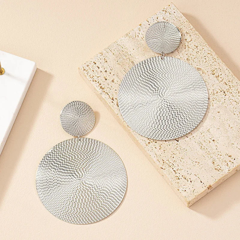 New Fashion Big Circle Metal Disc Dangle Earring for Women Exaggerated Punk Pendant Earring Charm Jewelry Gifts